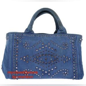 Prada Bijoux Canapa PM Handbag Canvas Blue